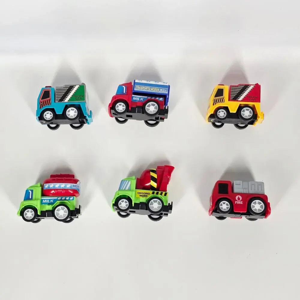 FUNCORN TOYS MINI PULL‑BACK VEHICLE SET – 6 MIXED CARS & TRUCKS – AGES 3+